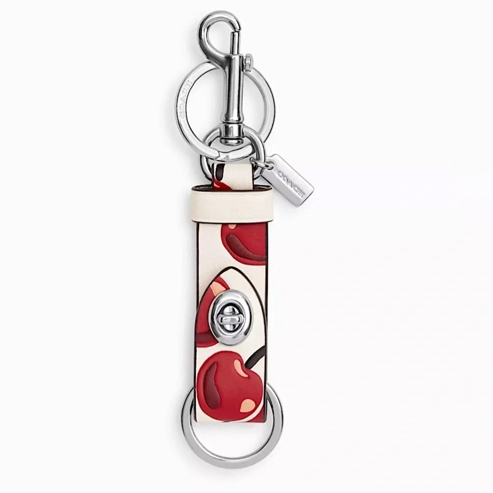 NWT! COACH Trigger Snap Bag Charm w Cherry Print CZ088